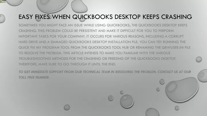 easy fixes when quickbooks desktop keeps crashing