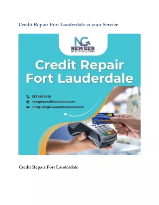 Credit Repair Fort Lauderdale at your Service