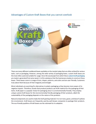 advantages of custom kraft boxes that advantages