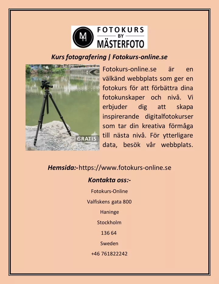 kurs fotografering fotokurs online se