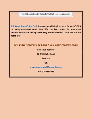 Sell Vinyl Records For Cash  Sell-your-records.co.uk