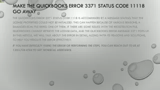 make the quickbooks error 3371 status code 11118 go away