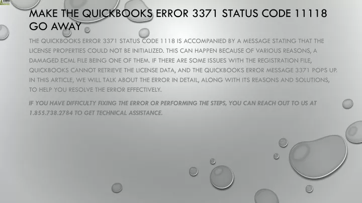 make the quickbooks error 3371 status code 11118 go away
