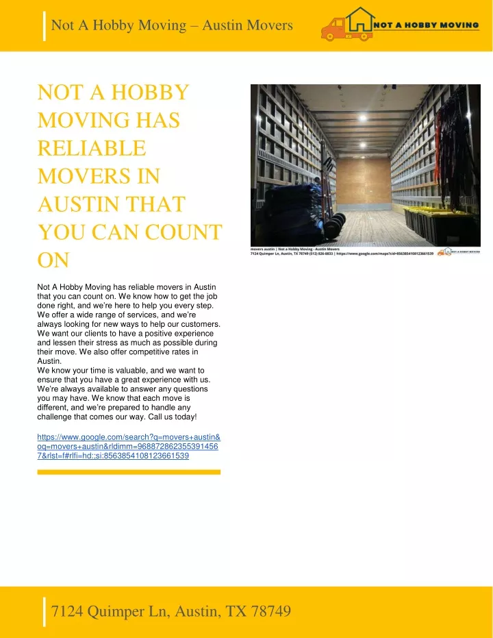 not a hobby moving austin movers