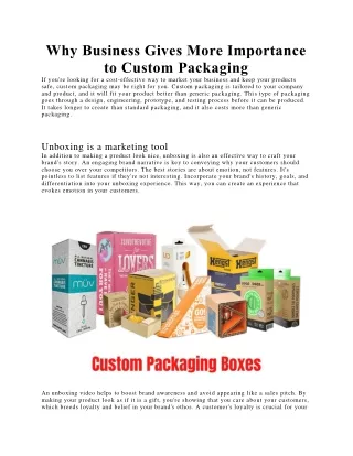 Why Business Gives More Importance to Custom Packaging