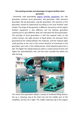organic fertilizer drum granulator
