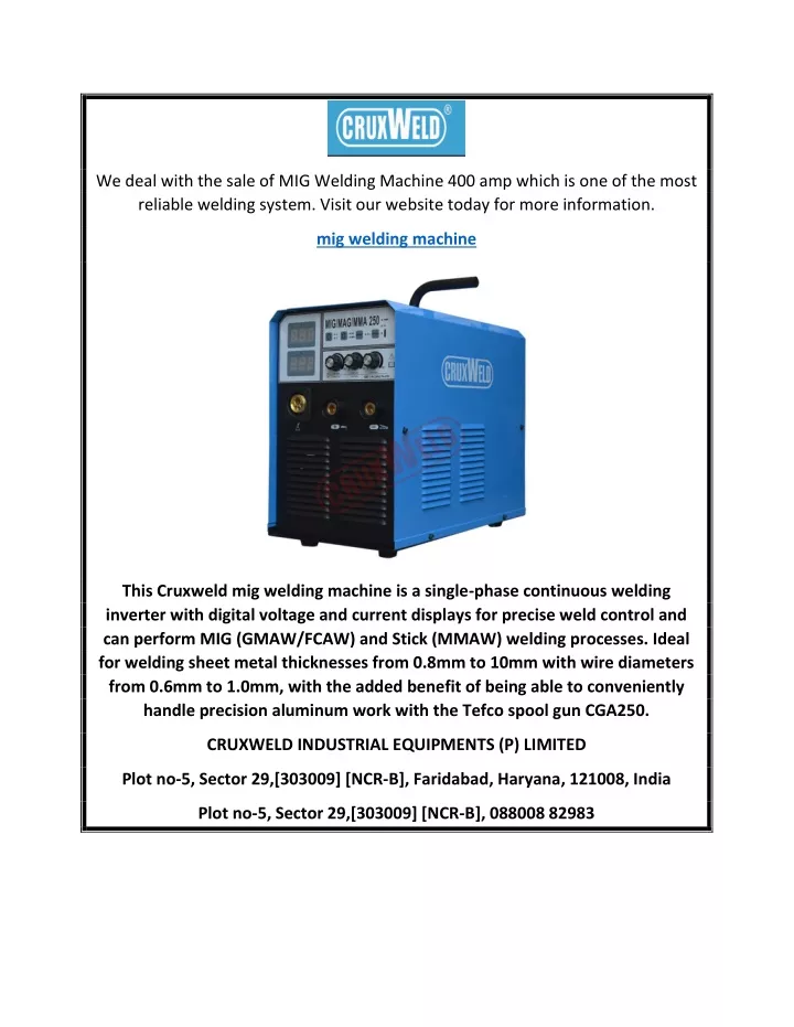 we deal with the sale of mig welding machine