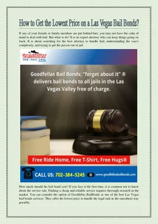 How to Get the Lowest Price on a Las Vegas Bail Bonds