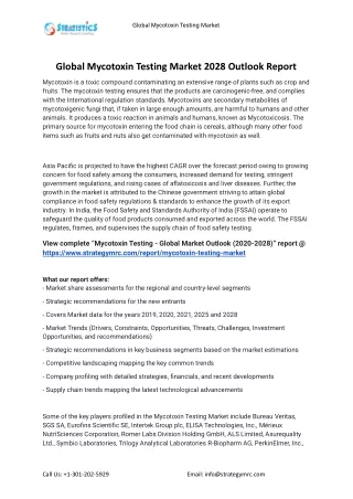 2022 Mycotoxin Testing Industry Global Analysis Report