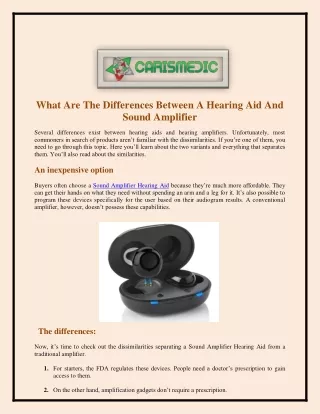 What Are The Differences Between A Hearing Aid And Sound Amplifier