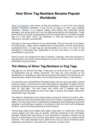 How Silver Tag Necklace Became Popular Worldwide