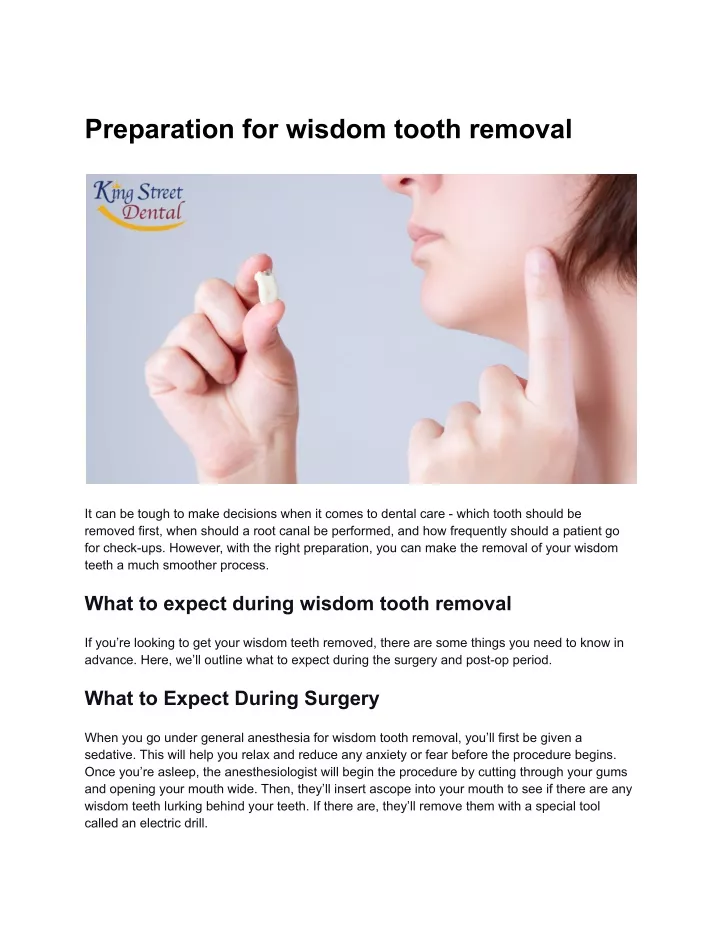 preparation for wisdom tooth removal