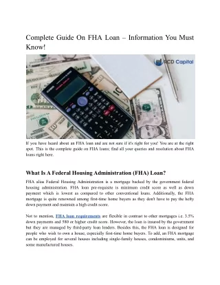 Complete Guide On FHA Loan – Information You Must Know!