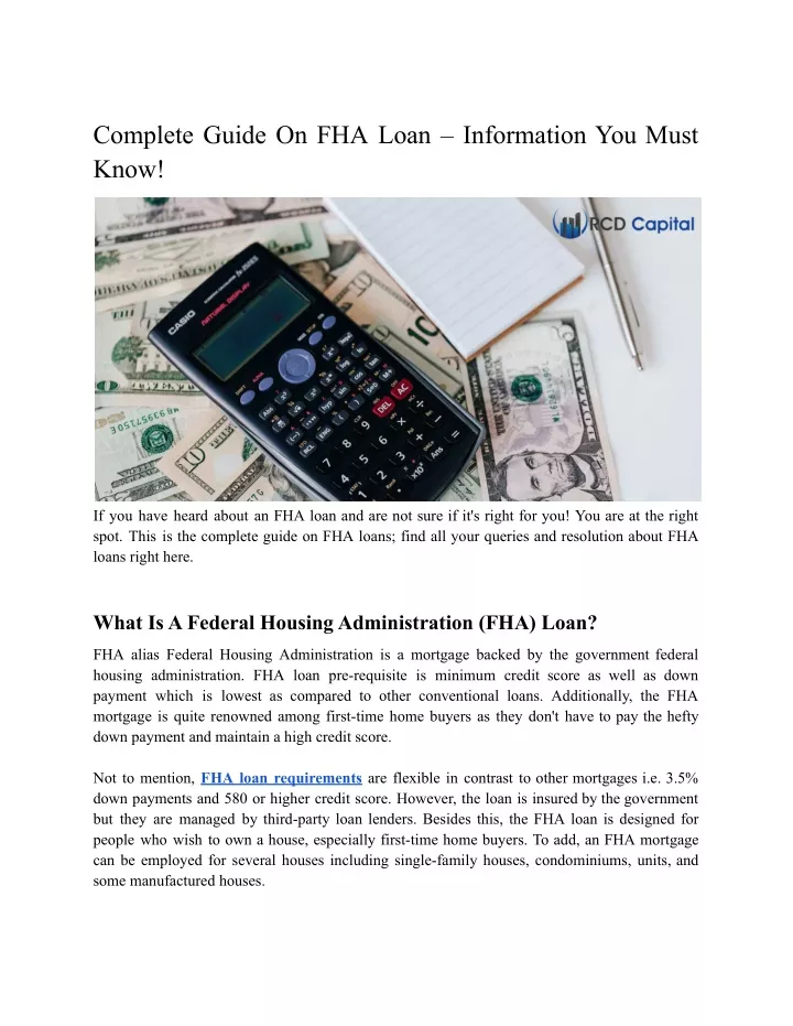 complete guide on fha loan information you must