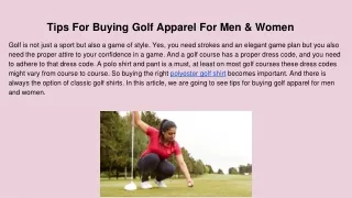 Tips For Buying Golf Appareal For Men & Women
