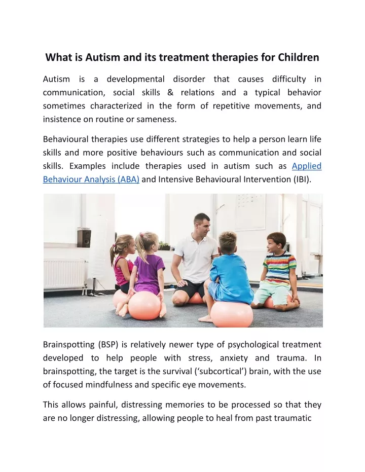 what is autism and its treatment therapies