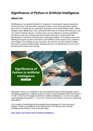 significance of python in artificial intelligence