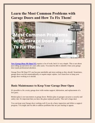 learn the most common problems with garage doors