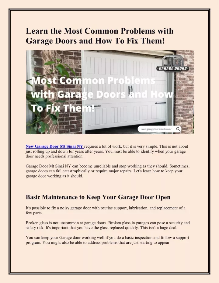 learn the most common problems with garage doors