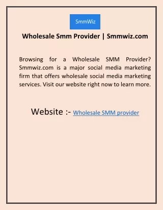 Wholesale Smm Provider  Smmwiz