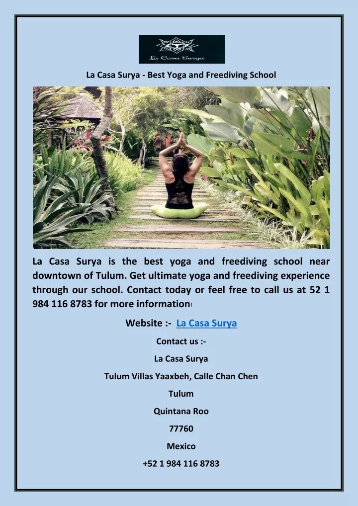 la casa surya best yoga and freediving school