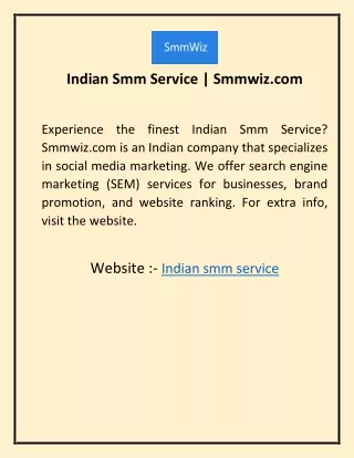 Indian Smm Service  Smmwiz