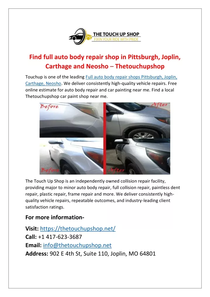 find full auto body repair shop in pittsburgh