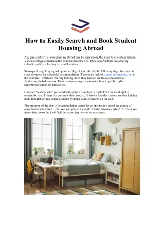 How to Easily Search and Book Student Housing Abroad