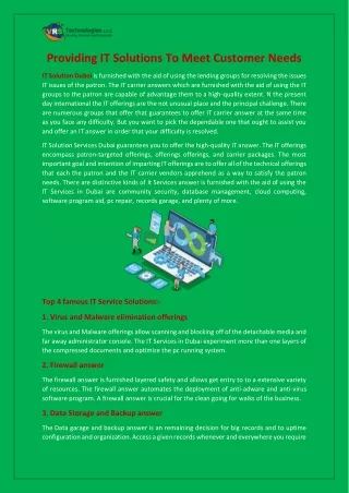 providing it solutions to meet customer needs