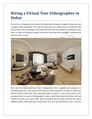 Hiring a Virtual Tour Videographer in Dubai
