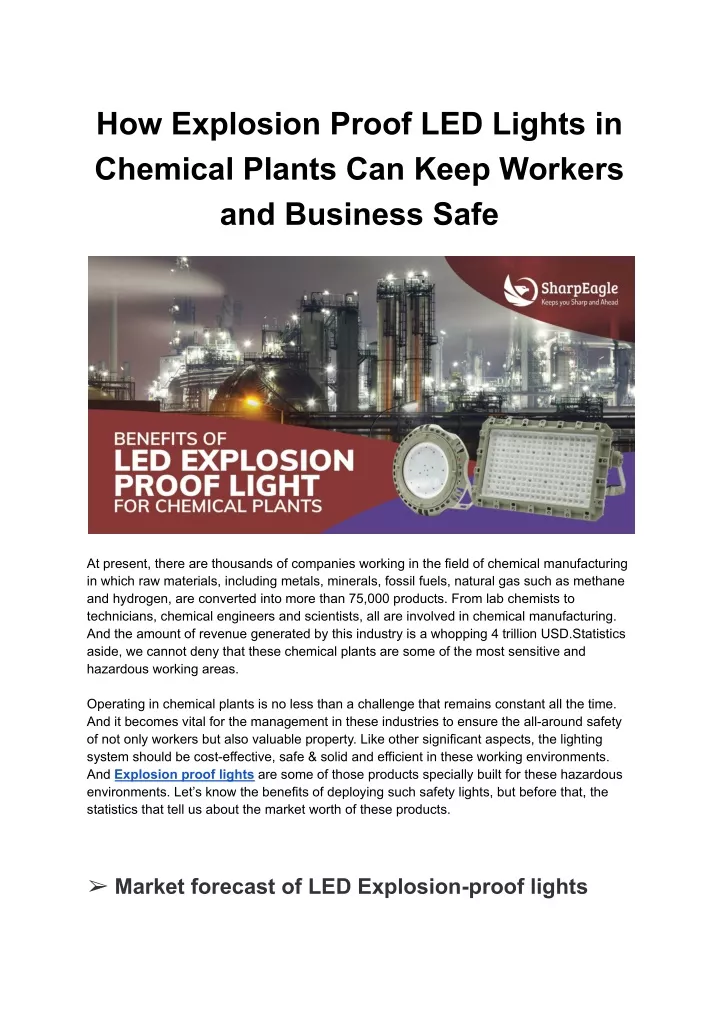 how explosion proof led lights in chemical plants