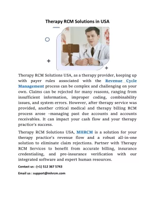 therapy rcm solutions in usa