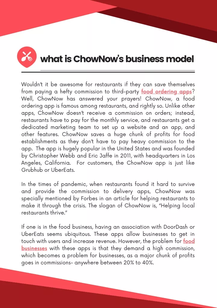 what is chownow s business model