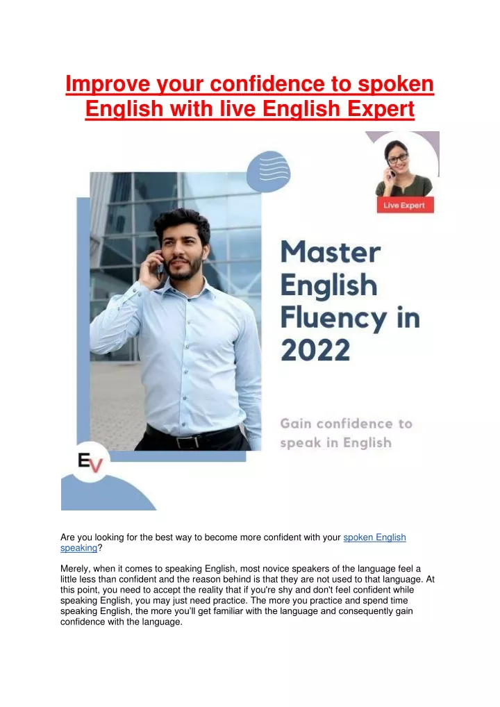 improve your confidence to spoken english with