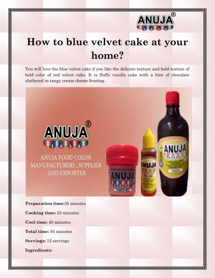 how to blue velvet cake at your home