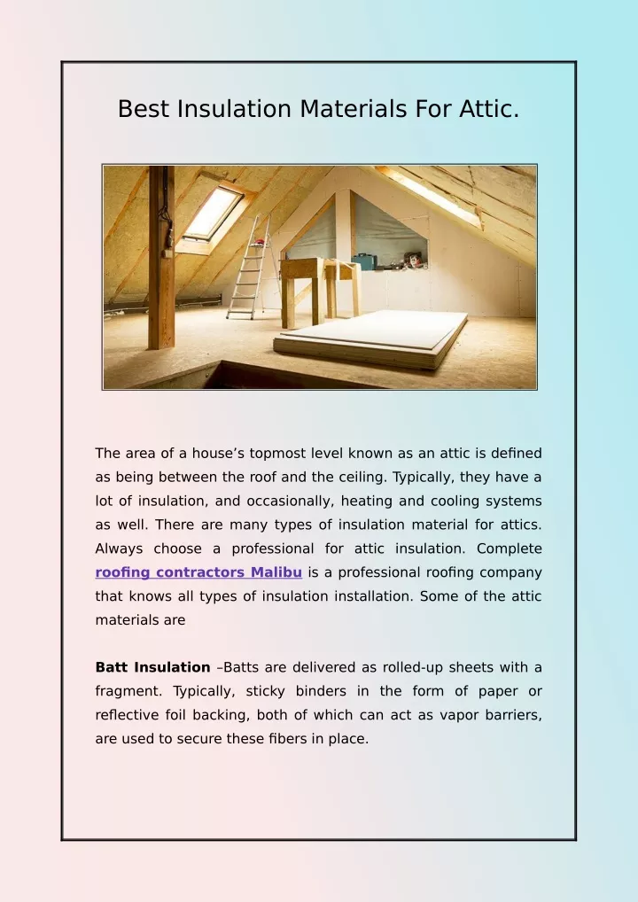 best insulation materials for attic