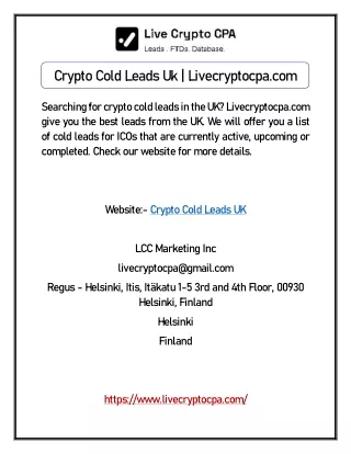 Crypto Cold Leads Uk | Livecryptocpa.com