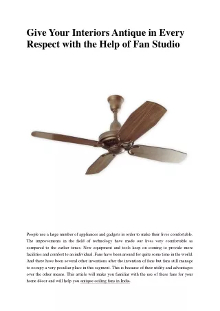 Give Your Interiors Antique in Every Respect with the Help of Fan Studio (1)