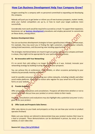 how can business development help your company