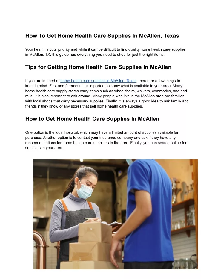 how to get home health care supplies in mcallen