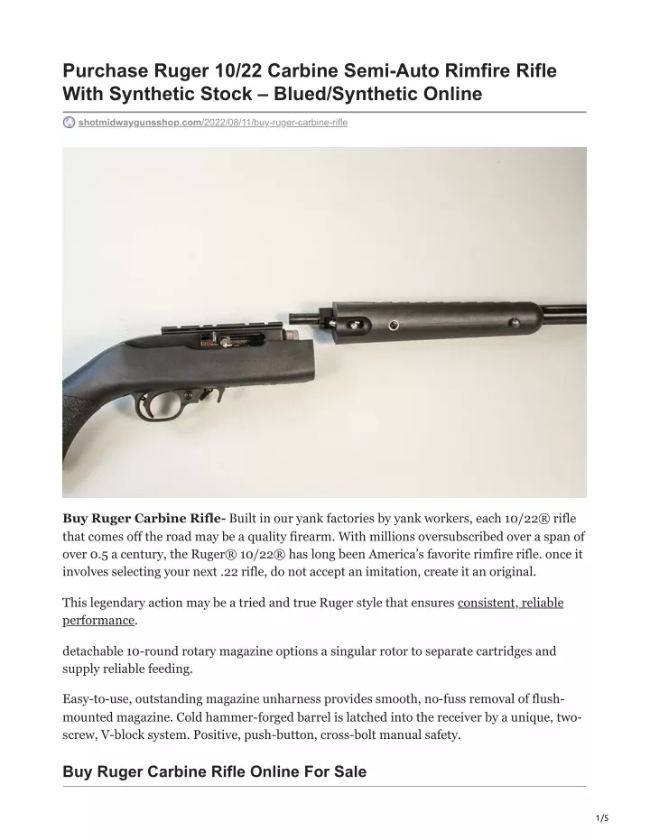 purchase ruger 10 22 carbine semi auto rimfire