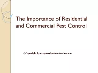 The Importance of Residential and Commercial Pest Control