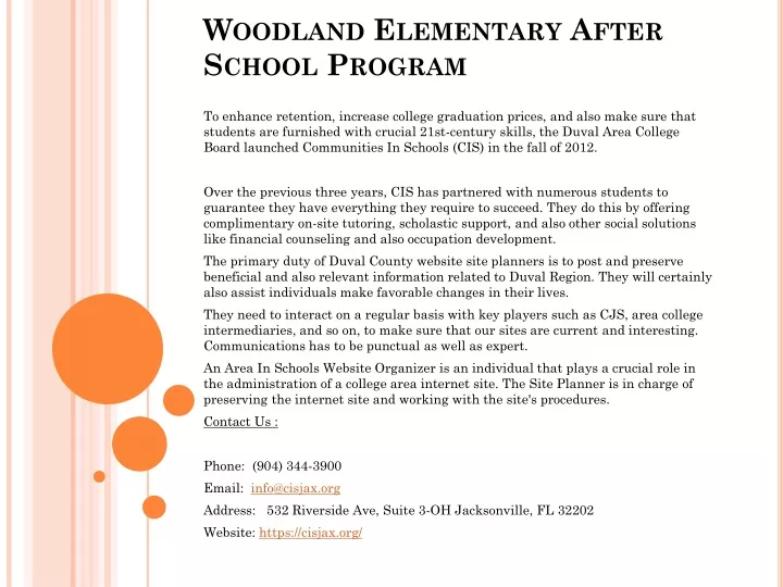 woodland elementary after school program