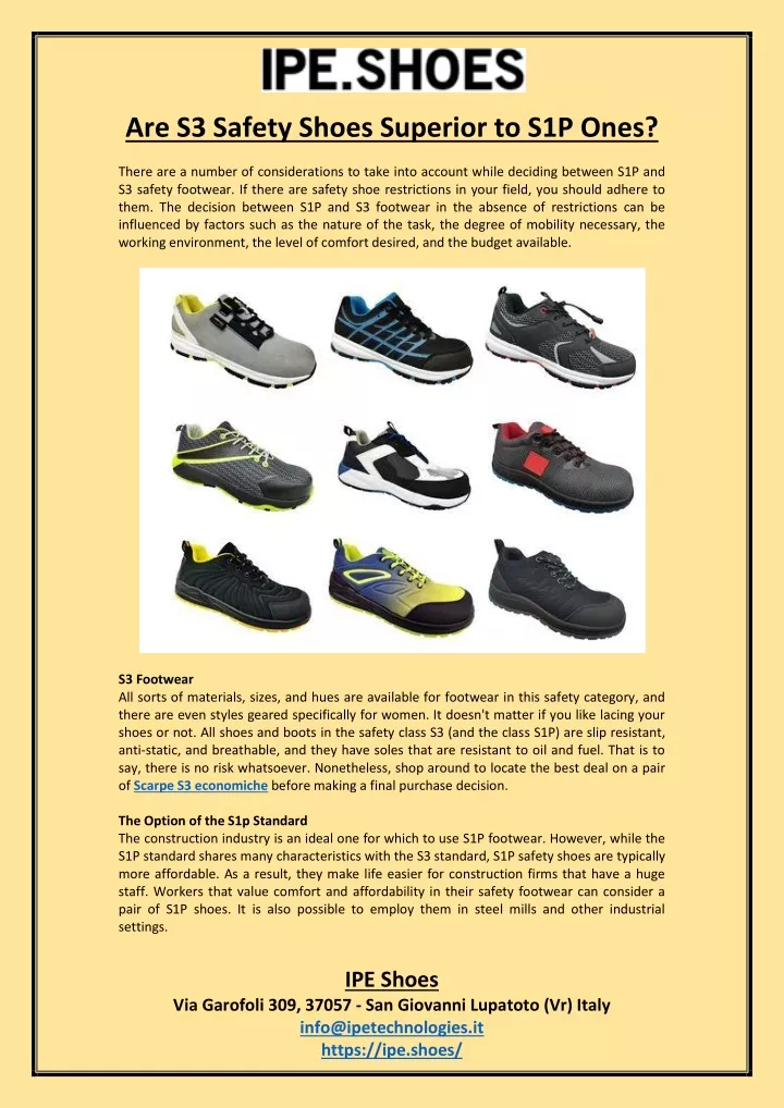 are s3 safety shoes superior to s1p ones