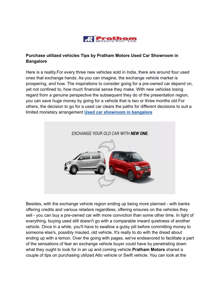 purchase utilized vehicles tips by pratham motors