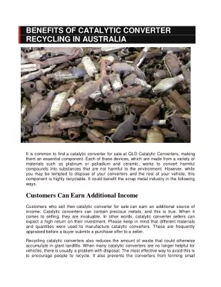 BENEFITS OF CATALYTIC CONVERTER RECYCLING IN AUSTRALIA