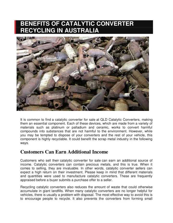 benefits of catalytic converter recycling