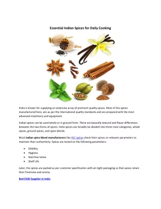 essential indian spices for daily cooking