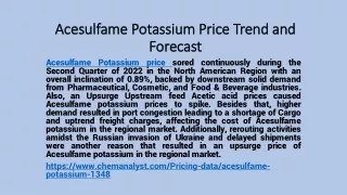 acesulfame potassium price trend and forecast