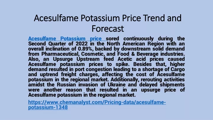 acesulfame potassium price trend and forecast